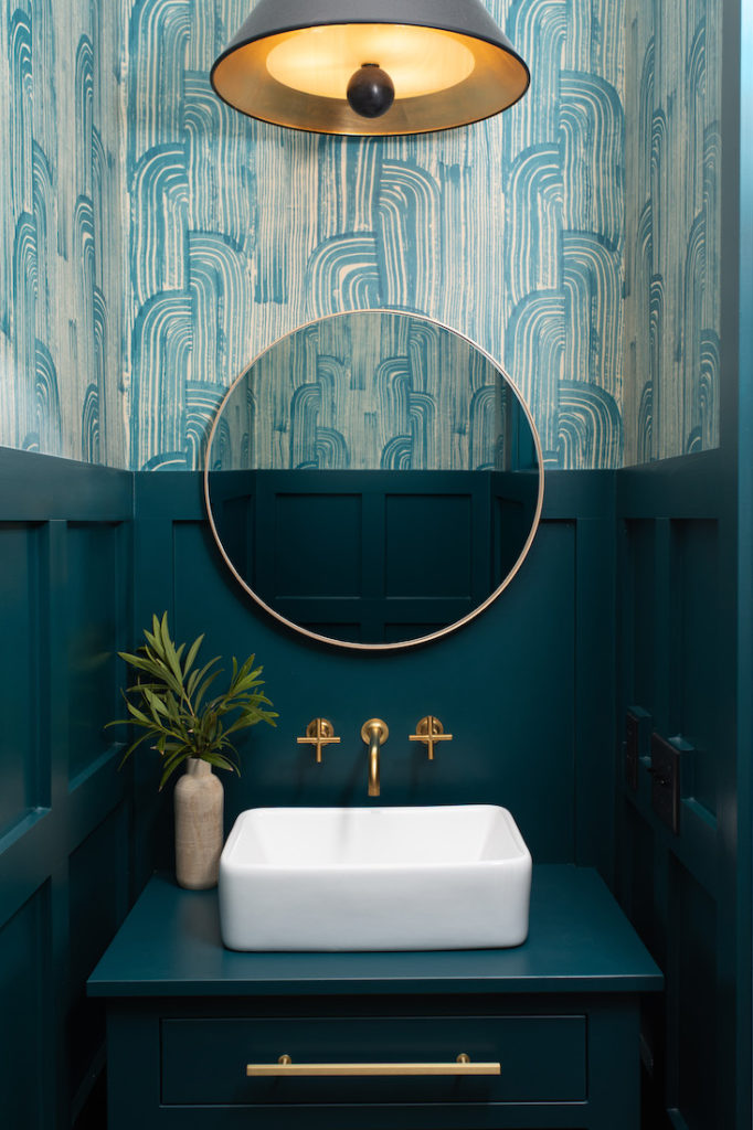 Powder Room Blue Wallpaper Gathered Interior Design
