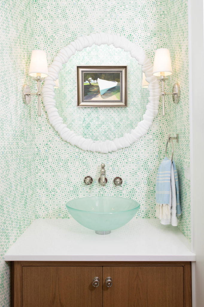Powder Room Green Wallpaper Gathered Interior Design Nc